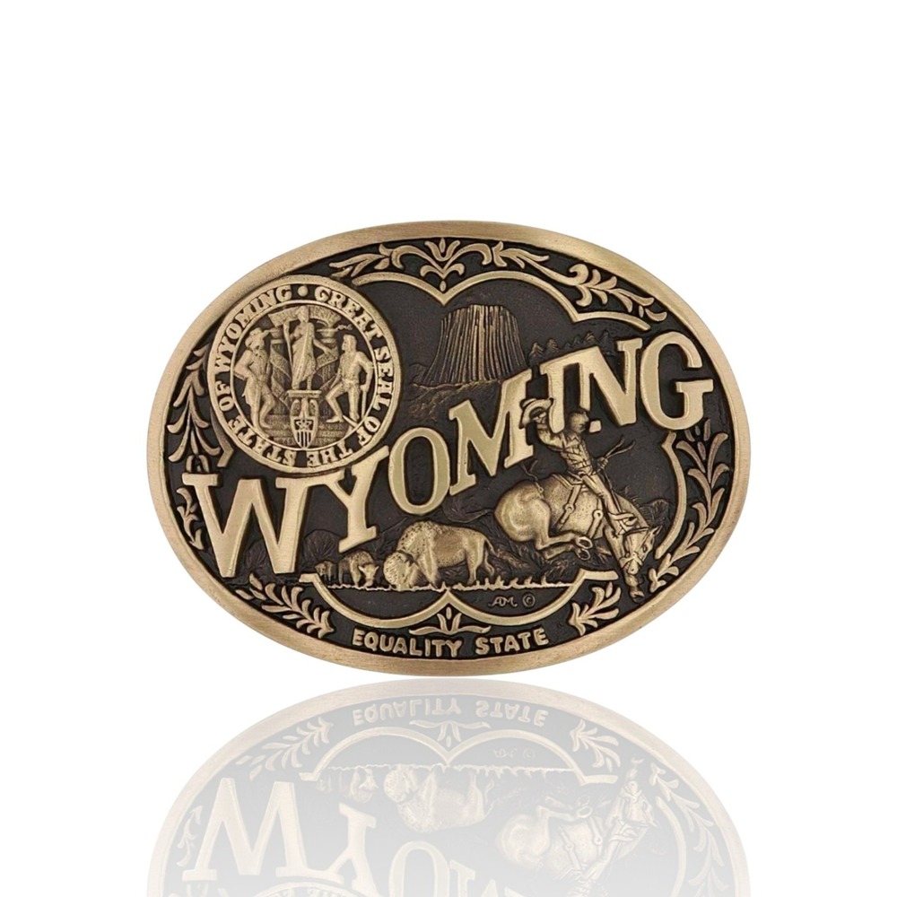 Montana Silversmiths Wyoming State Heritage Attitude Belt Buckle - New